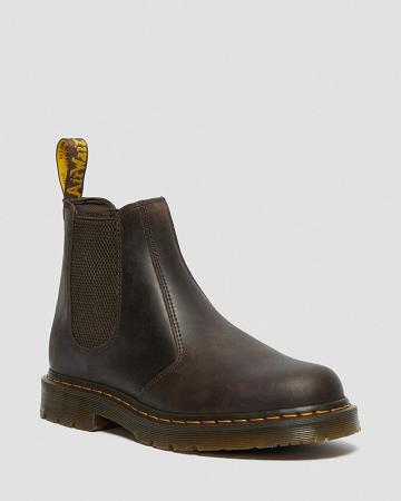 Dr Martens 2976 Slip Resistant Leren Enkellaars Heren Donkerbruin | NL 376QMA